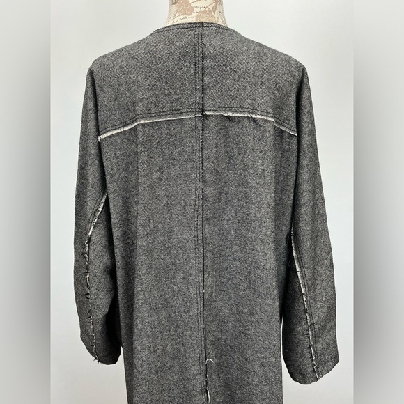 FREE PEOPLE Gray black wool blend with orange detail duster cardigan size M - Picture 5 of 14